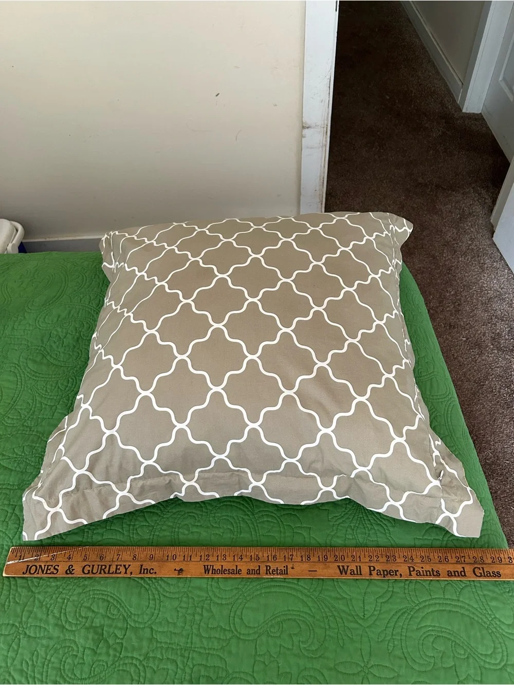 Happy chic by Jonathan Adler large two sided throw pillow, yellow, and gray, 28”